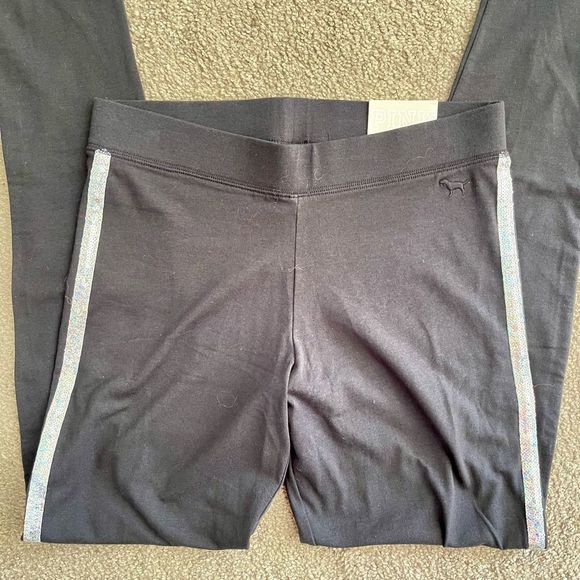 Pink Victoria’s Secret bling cotton leggings NWT sz M HTF - Picture 2 of 6